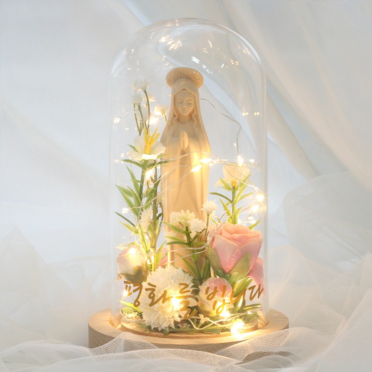 메리의 정원 LED 유리돔 무드등 (평화 사랑 감사 축복) 천주교 성물 어버이날 성모성월
